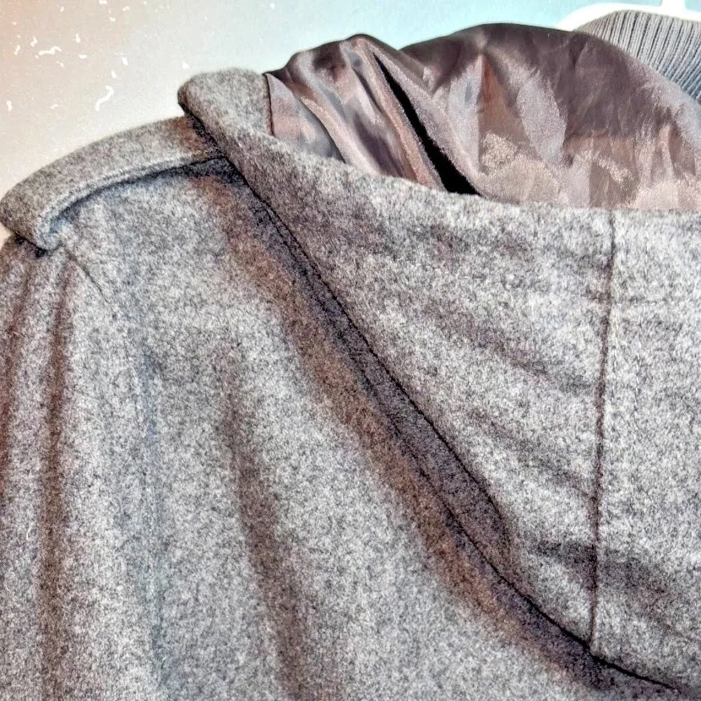 American Rag CIE 1984 Wool Blend Hooded Jacket Mens Large Gray Full Zip Coat
